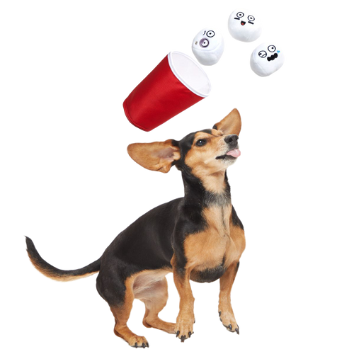 Bark Pong Cup Plush Multi-Part + Fetch Dog Toy