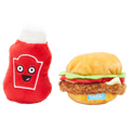 Cookout Burger and Ketchup Plush Multi-Part Dog Toy