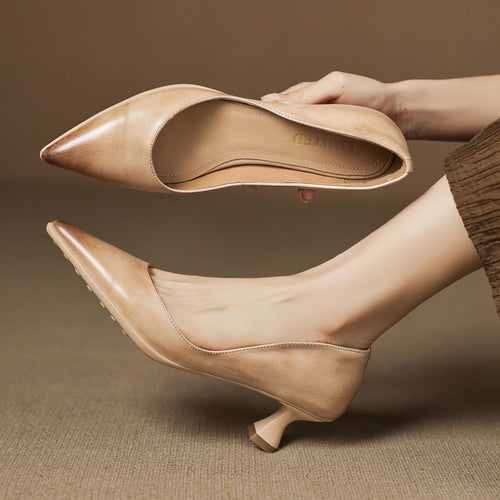 Calenne Leather Kitten Heels