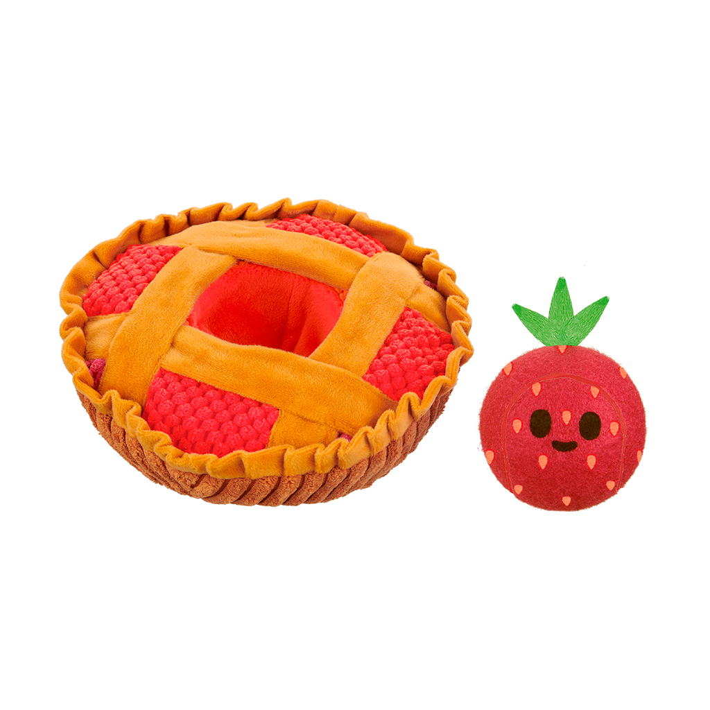Strawberry Pie Plush Multi-Part + Enrichment Dog Toy